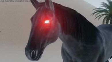 A young girl with a mischievous streak, Midna, gets wrecked by two large horses in a hot and steamy scene of sexual deviance