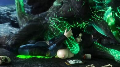 Elizabeth gets fucked by a monster in the woods