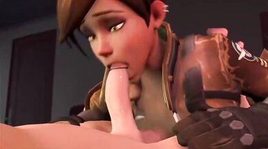Fantasy: Tracer, the Overwatch heroine, gets her first taste of manhood as she eagerly enjoys a guys dick in this hentai porn video by Secaz