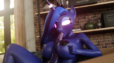 Watch as Luna and Solo engage in a hypnotic titfuck session with a hot ebony stud!