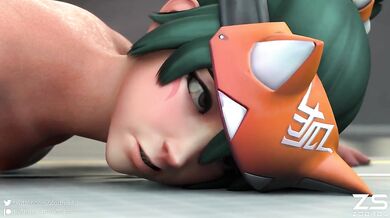 Kiriko, the cybernetic assassin from Overwatch, gets taken down by a powerful new foe named Zodros in this hentai porn video