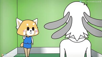 Watch as Retsuko gets fucked by her boss in the office, only to be caught in the act by her coworkers who then join in on the fun