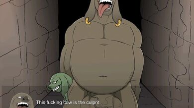 The Goblin King grabs Rosss ass and stretches it out, tearing a hole in his spandex pants