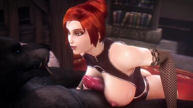 Watch the hot interspecies action as the sexy human woman takes on a giant wolf man in this smutty hentai porno flick!