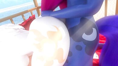 Celestia and Luna have hot lesbian sex in the castle of Canterlot!