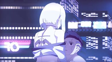 Lucy the cyberpunk neko lo*li in her underwear gets fucked by a stranger while shes home alone