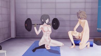 Watch as these two sexy fitness enthusiasts have a steamy session with their weights and dumbbells, resulting in an intense squirting orgasm!