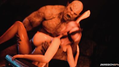 In this fantasy scene, two hot characters battle it out in a steamy orc orgy!