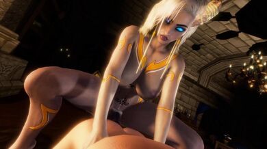 Three horny draenei girls meet up with a hot futa man for a sexy threesome in this Weeb porn video