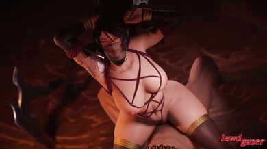 The sexy and sultry Akali rides the white lewdgazer like a cowgirl in this hentai porn video