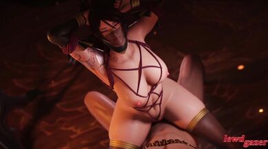 The sexy and sultry Akali rides the white lewdgazer like a cowgirl in this hentai porn video