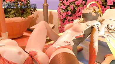 DVa and Mercy engage in passionate lesbian sex! Mets fans cheer them on!