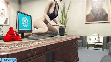 Andi Presses Release on Her Hot Office Desk