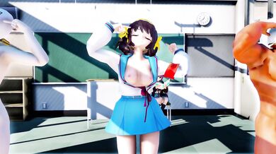 Haruhi Suzumiya gets fucked in the classroom by her teacher, Ms Lamb