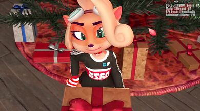 Sexy Mrs Claus takes on her elf helper in a sexy stocking-stuffer