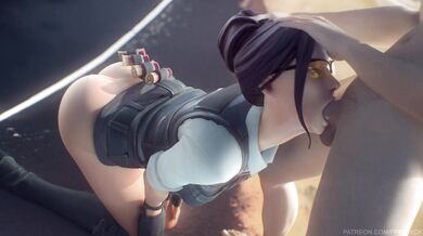 Fortnites Rook gets a blow job from White Fps Blyck in this hentai porn video