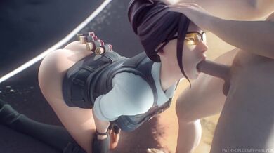 Fortnites Rook gets a blow job from White Fps Blyck in this hentai porn video