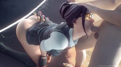 Fortnites Rook gets a blow job from White Fps Blyck in this hentai porn video