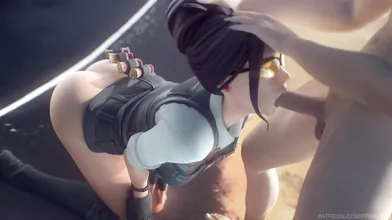 Fortnites Rook gets a blow job from White Fps Blyck in this hentai porn video