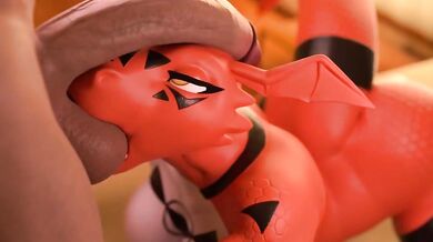 The alien digimon Guilmon has a face full of penis And not just any penis, but one that is being licked by the legendary Reptillagator