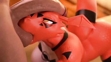 The alien digimon Guilmon has a face full of penis And not just any penis, but one that is being licked by the legendary Reptillagator