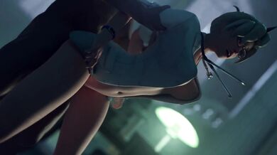 Watch as Mercy, the sexiest medic in Overwatch, takes it doggy style while wearing her sexy clothes (clothed 1)