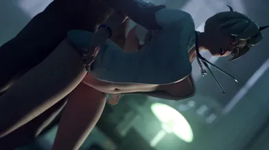 Watch as Mercy, the sexiest medic in Overwatch, takes it doggy style while wearing her sexy clothes (clothed 1)