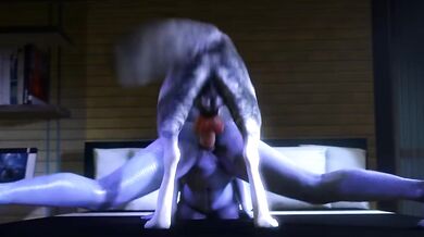 Liara T'Soni engages in a hot and steamy encounter with her furry companion in this sensual hentai video.