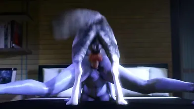 Liara T'Soni engages in a hot and steamy encounter with her furry companion in this sensual hentai video.
