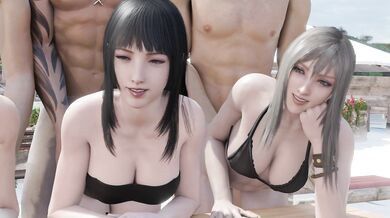 "Sexy Beach Party with a Group of Hot Angels, Filmed from Behind"