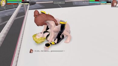 This is a hentai porn video where two women, Bumble and Ysolda, have their first match against each other.