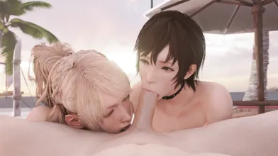 Watch as Luna and Iris Blow Job ReRender, with their wet beach bodies and innocent faces, will make you want to join the party right away.