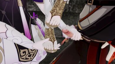 Kazuha, Tingyun and Fu Xuan indulge in a foot fetish fantasy