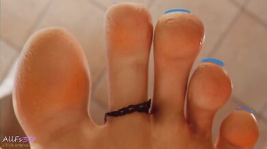 Licking the soles of Alices feet, while her manly friend jerks off on her stool