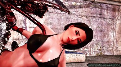 Craving to possess, the horned monster envelopes his prey in a lustful embrace