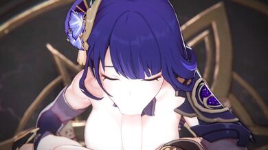 The Samurai Prince and the Goddess of Lightning share a sensual blowjob in the Thundercloud Realm