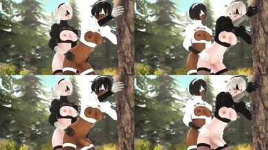 [JustausernameSFM] Futa 2B x 2P (Split Screen)