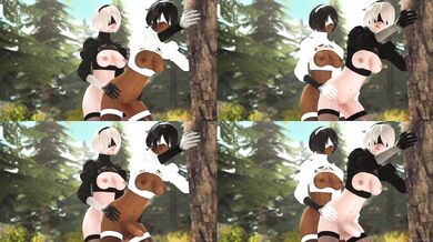 [JustausernameSFM] Futa 2B x 2P (Split Screen)