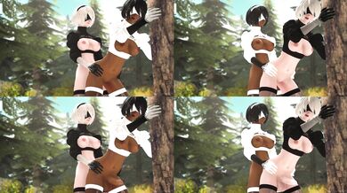 [JustausernameSFM] Futa 2B x 2P (Split Screen)