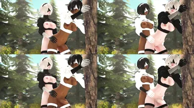[JustausernameSFM] Futa 2B x 2P (Split Screen)