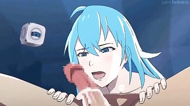 Girl with a fluorite eye sings her heart out in the shower