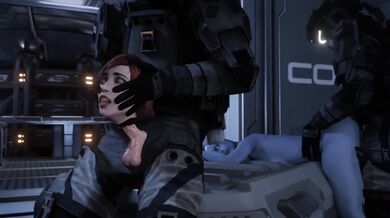 Watch as the sexy Normandy girl takes on a gang of sandflies in this hot hentai scene!