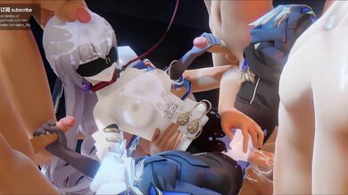 Watch as these four sexy women get down and dirty in a wild gangbang party!