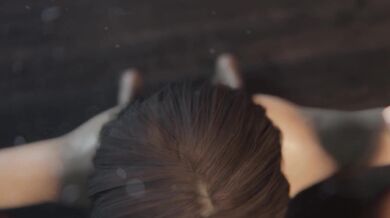 Tifa Lockhart gets a facial with black lipstick while topless, as she is bulling her Senpai