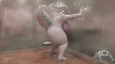 The wet and horny Goodra finds a dildo in the shower!