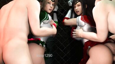 The Three Sailors: Tifa, Aerith and Sailor Moon Get Pounded by the Alien Monster!