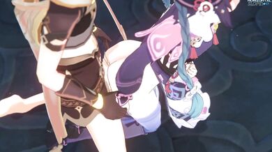 Watch Yunjin and her dog, Horizontal Slope, get dirty in this hot doggy style scene!