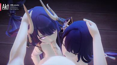 The Shoguns Fierce Love Making - Raiden and Ei Engage in Intense Fellatio