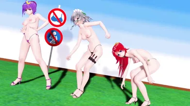 Magical Girls of Touhou Stripping and Dancing with Excitement