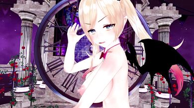 Watch this sexy anime girl Yuzuki Choco exploring a miniature garden with Haniwa dolls